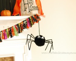 pom pom, spider, halloween, craft,