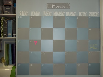 Amy uses a chalkboard calendar to plan her crafting - she can wipe it off at the end of the month and start over! reusable chalkboard calendar