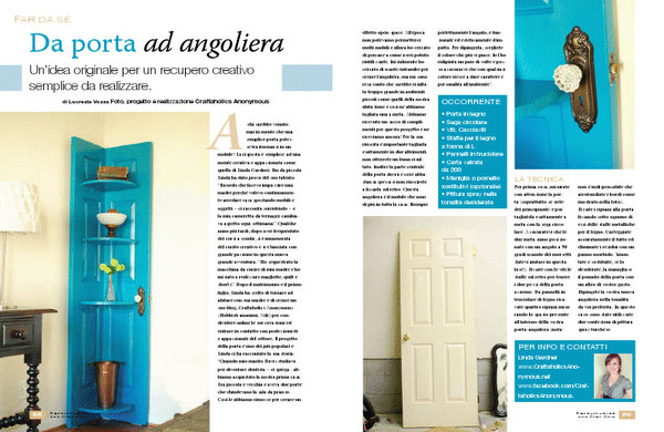 Craftaholics Anonymous Door shelf featured in Italian magazine! magazine feature