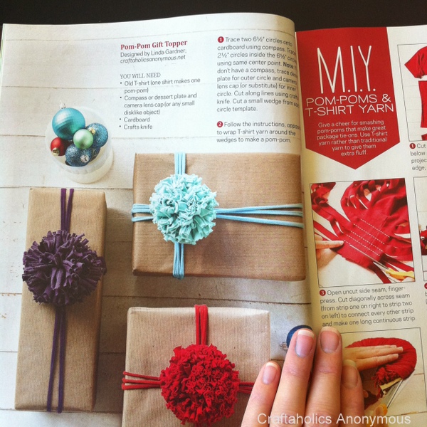 Craftaholics Anonymous T-shirt Pom Poms featured in Make it Yourself! t-shirt pom poms
