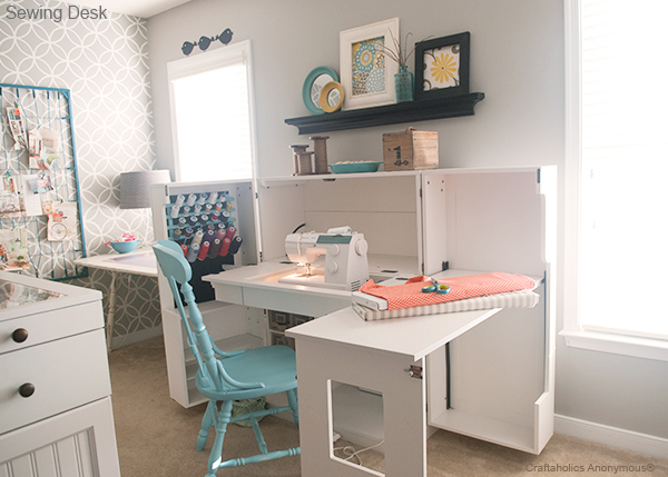 This sewing desk ROCKS!! and so does the craft room.