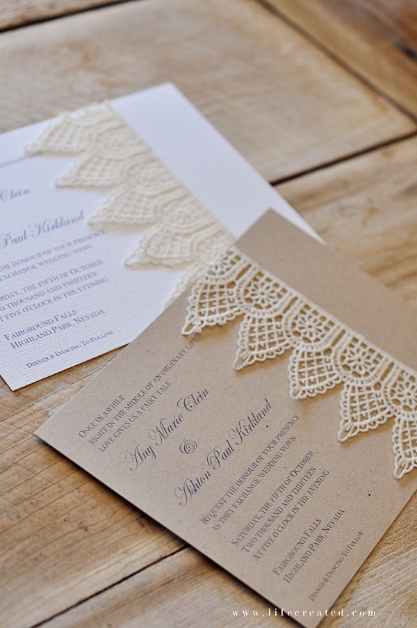 Lace for wedding invitations diy