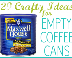 Crafty ideas for coffee metal and plastic coffee cans at Craftaholics Anonymous