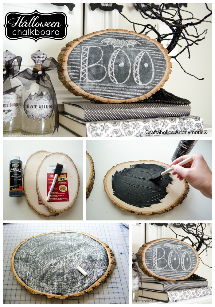 how to make a wood slice chalkboard