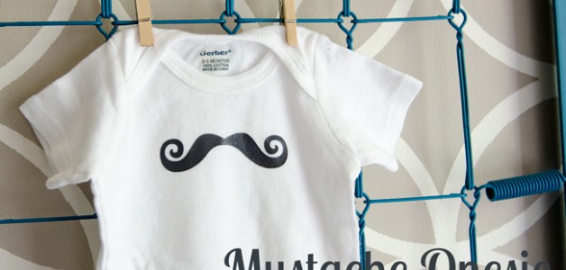 DIY Mustache onesie. Cute, easy to make. Pair it with a couple burp cloths and you have a cute handmade baby shower gift!