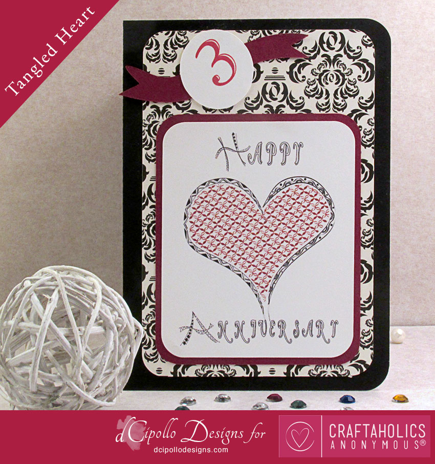 Craftaholics Anonymous Tangled Heart Card Free Svg Cut File