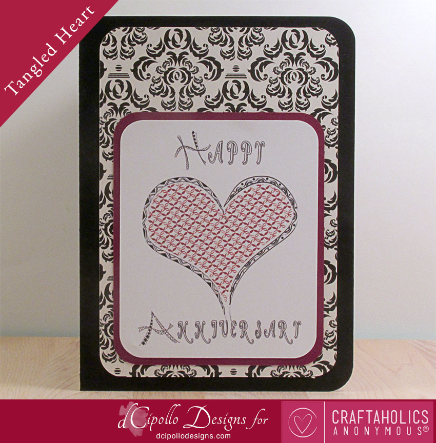 Craftaholics Anonymous Tangled Heart Card Free Svg Cut File