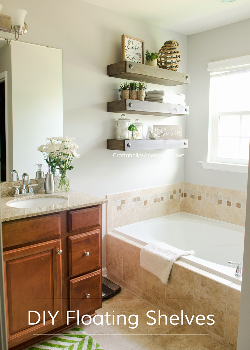 Floating Shelves Is a Trick for Creating Storage in a Small Bathroom