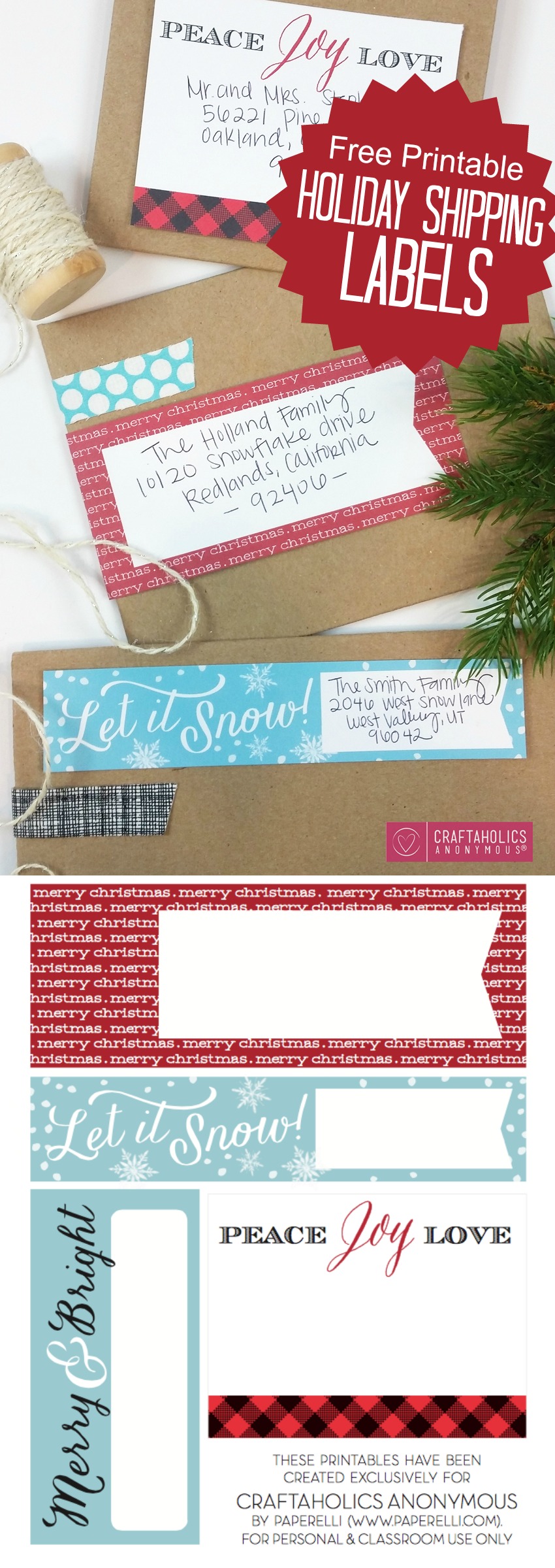 Craftaholics Anonymous Christmas Mailing Labels