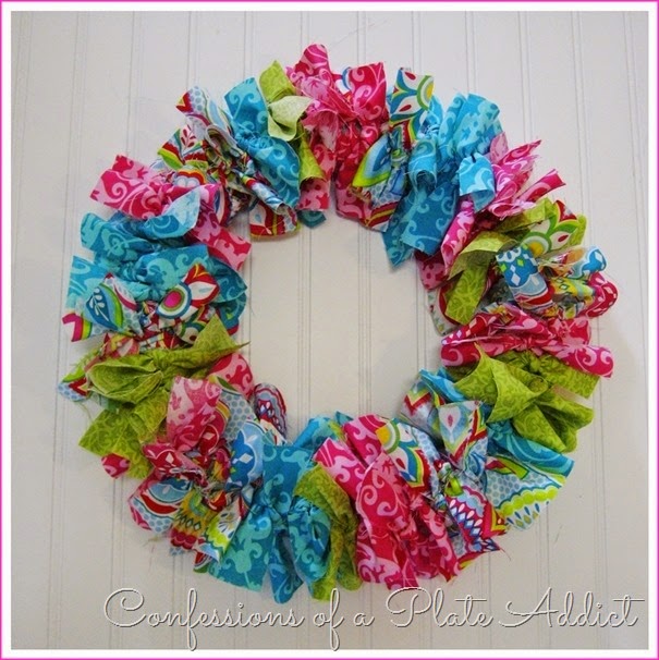 fabric scrap spring wreath