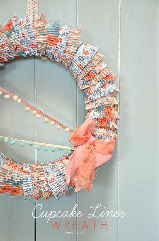 spring cupcake liner wreath
