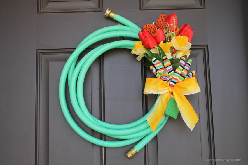 garden hose spring wreath