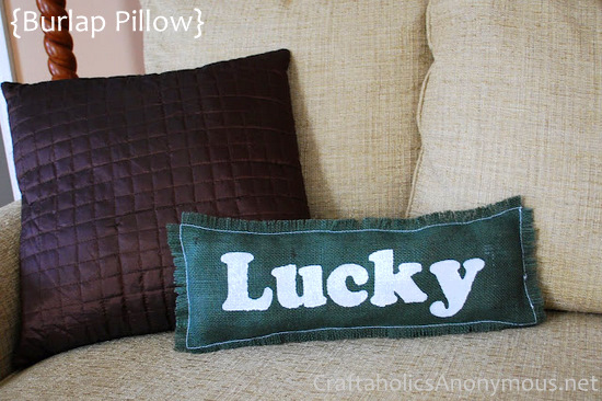 burlap pillow st. patrick's day pillow