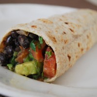 black bean pitas {or wraps} with avocado salsa