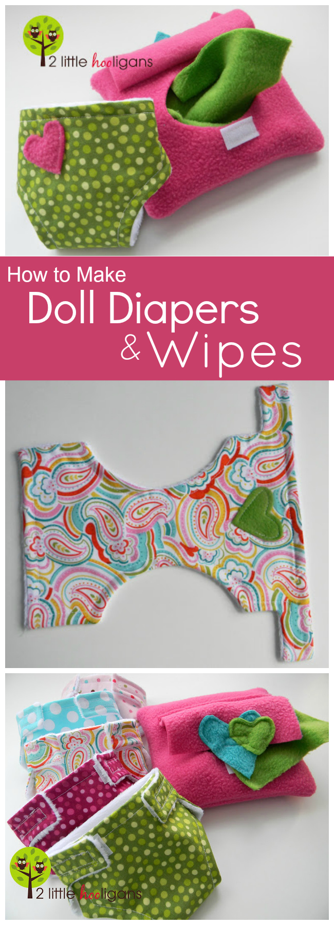 How to make doll diapers and wipes tutorial. These make great handmade gifts for little girls!