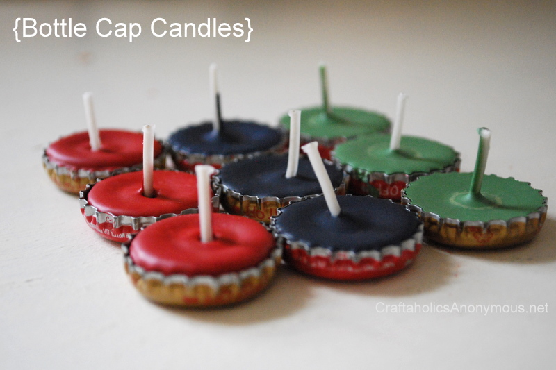 how to make candles with bottle caps