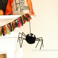 pom pom, spider, halloween, craft,