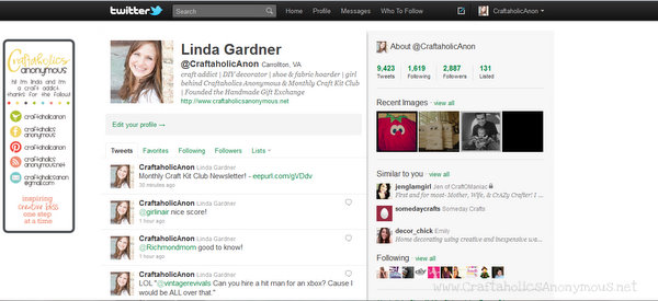 twitter page for craftaholics anonymous craft blog