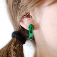 green zipper earrings