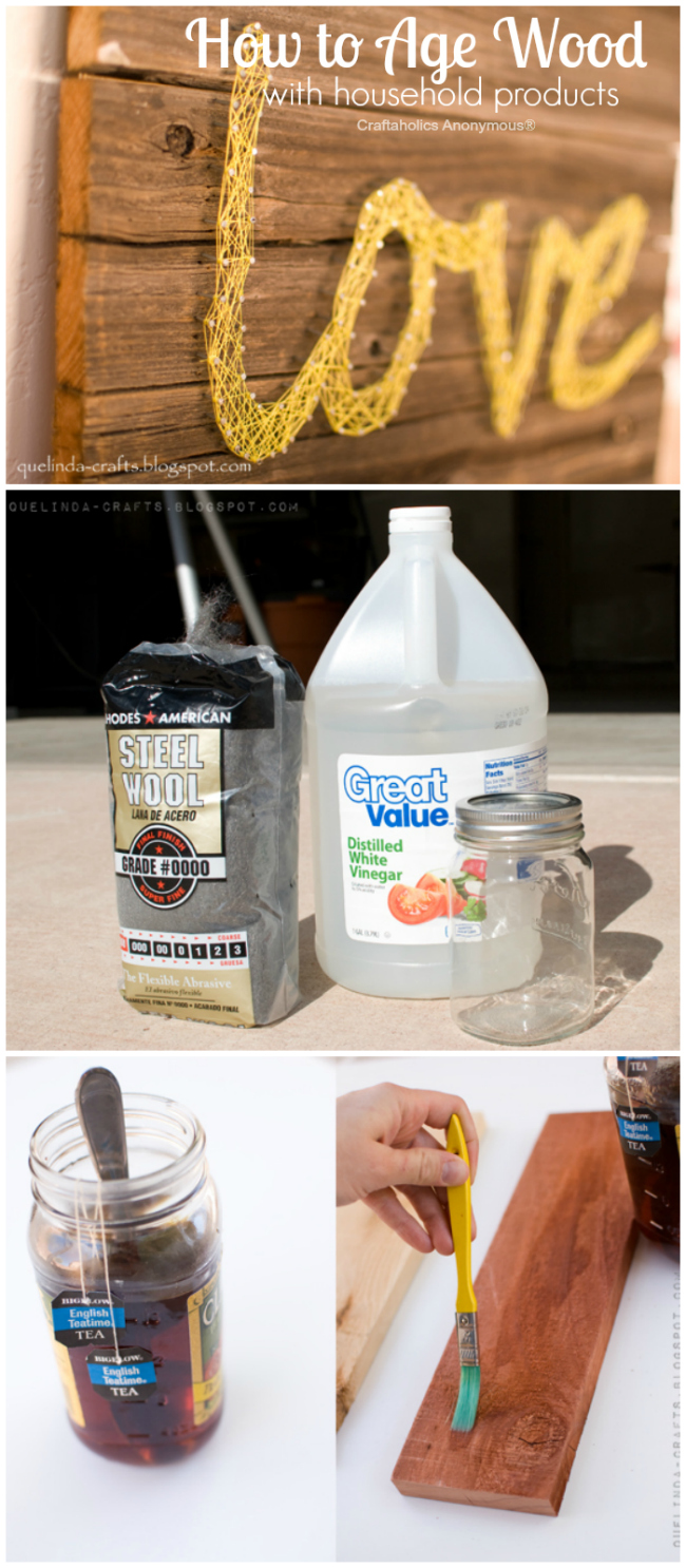 Great tutorial on How to Age Wood using household products. Great DIY tutorial!