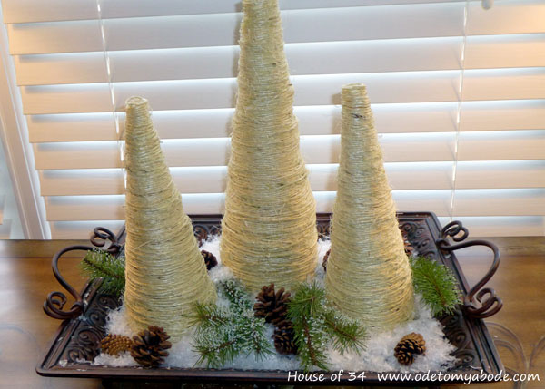 twine wrapped Christmas trees