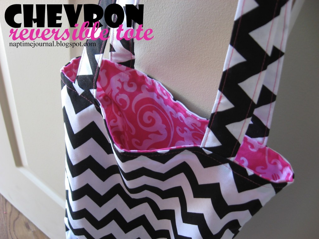 reversible chevron tote