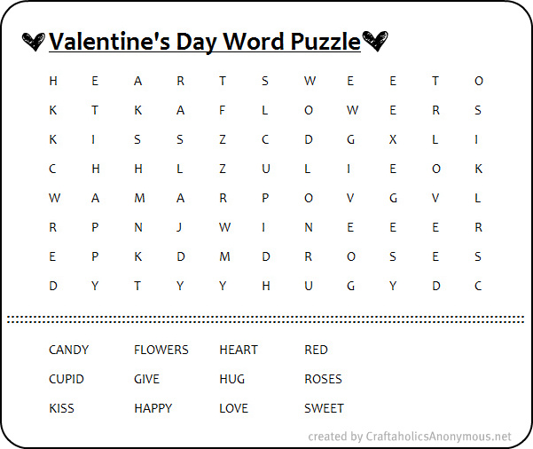 Valentine's day word puzzle