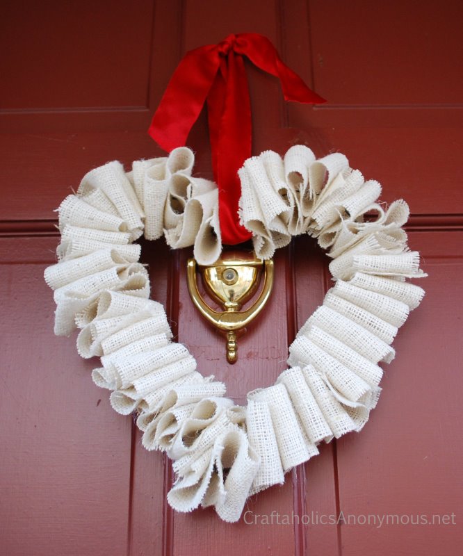 burlap heart wreath