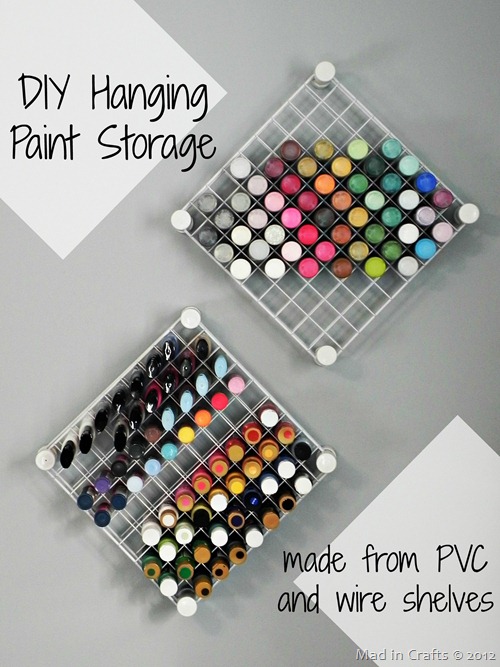 DIY Hanging Paint Storage from Mad in Crafts