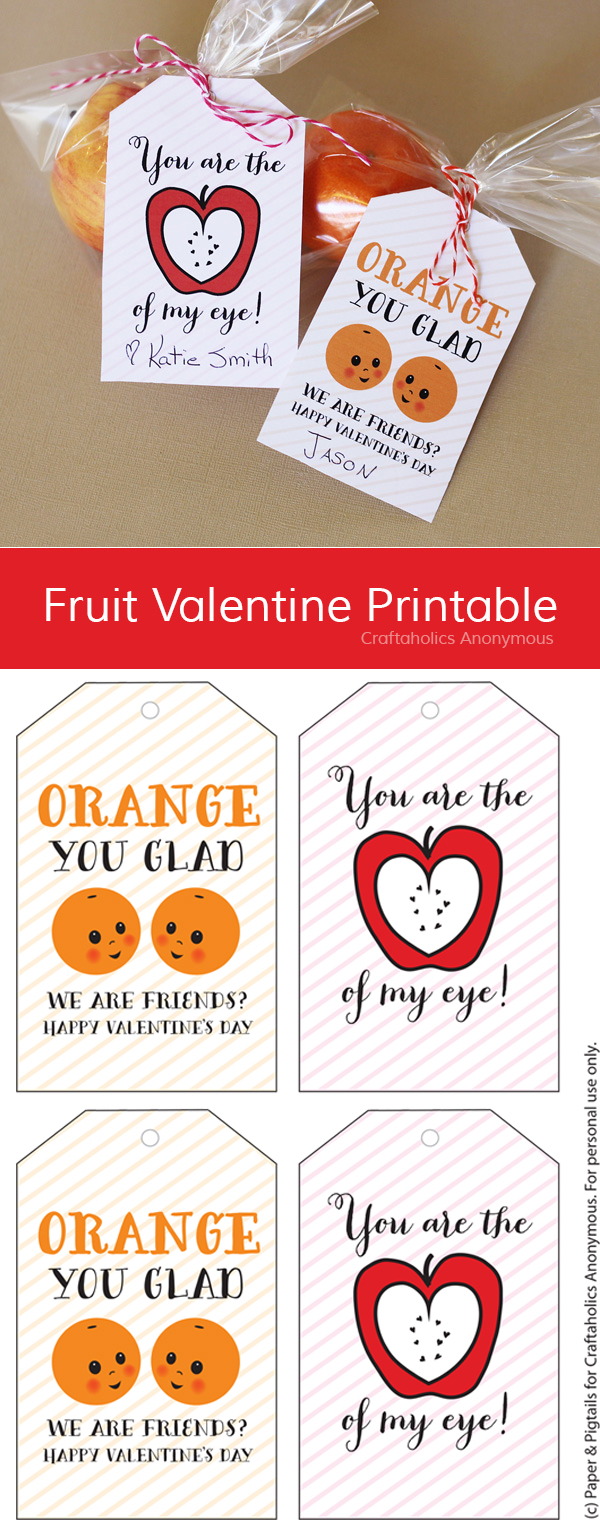 Free Fruit Valentine Printable || Kids Valentines Printable