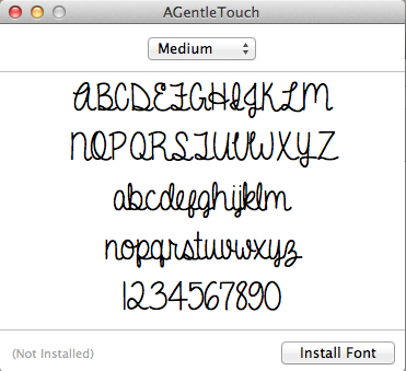 install font button