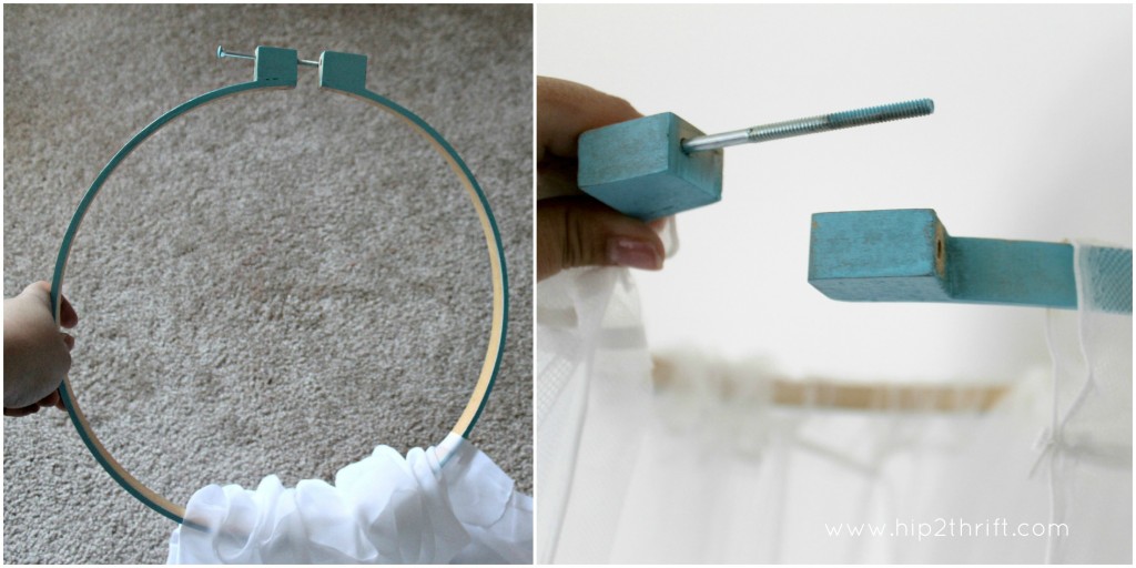 how to make a bed canopy with an embroidery hoop