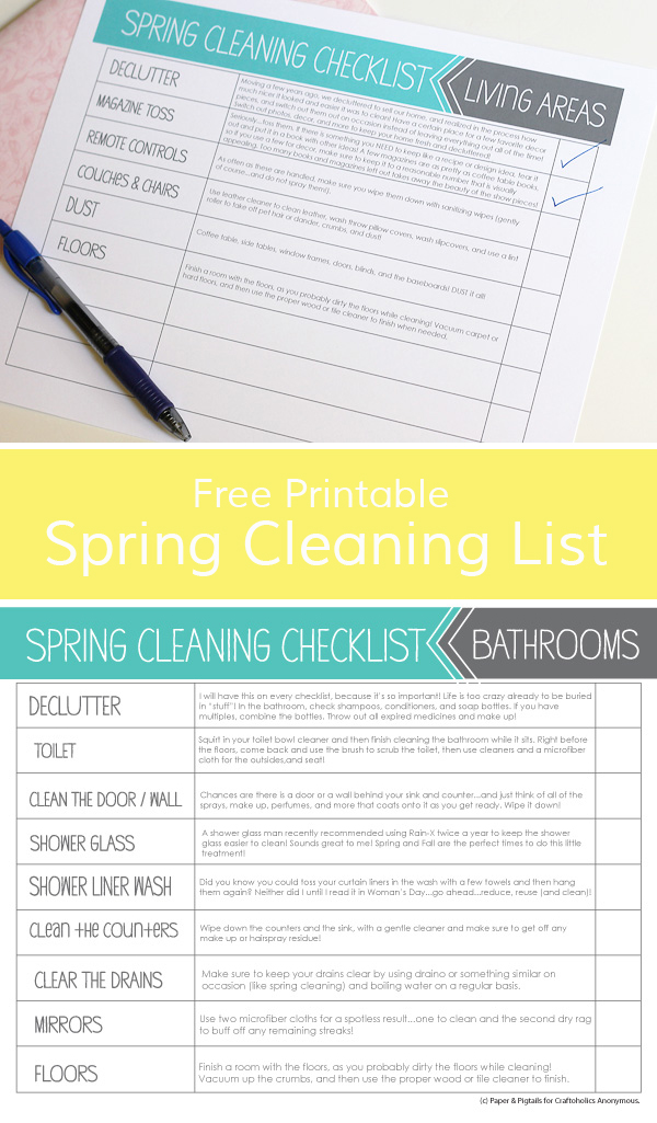 Free Printable Spring Cleaning List