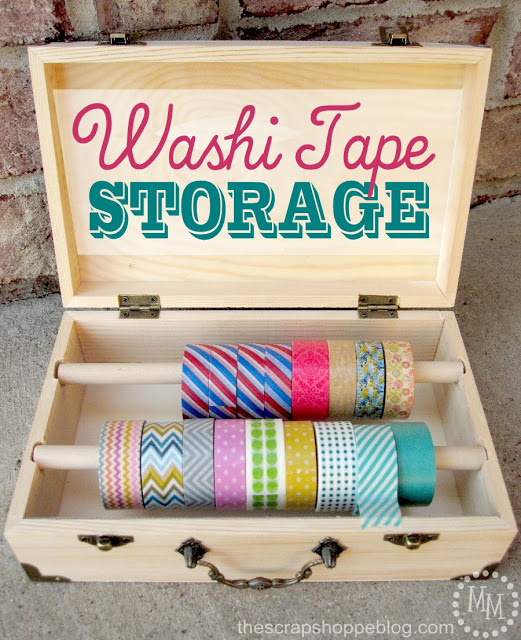 Love this cute washi tape holder! Click for lots of ideas on how to organize washi tape. washi tape holder