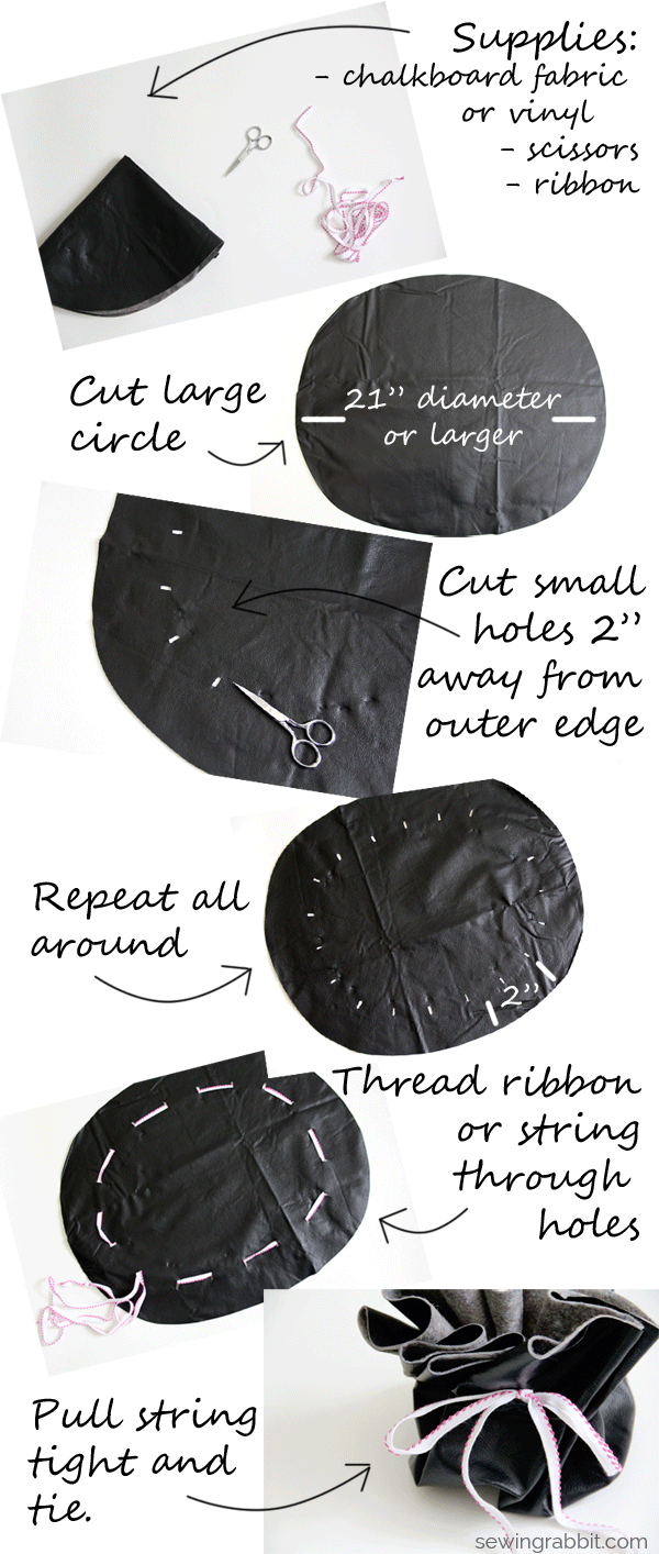 step by step tutorial for a no-sew drawstring pouch!