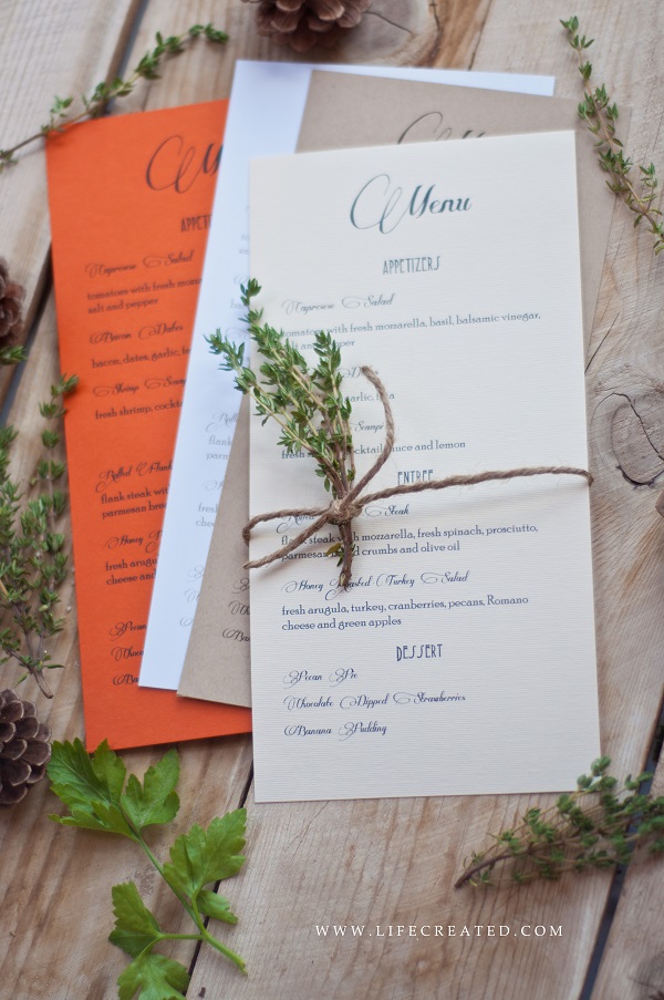 fall wedding menu