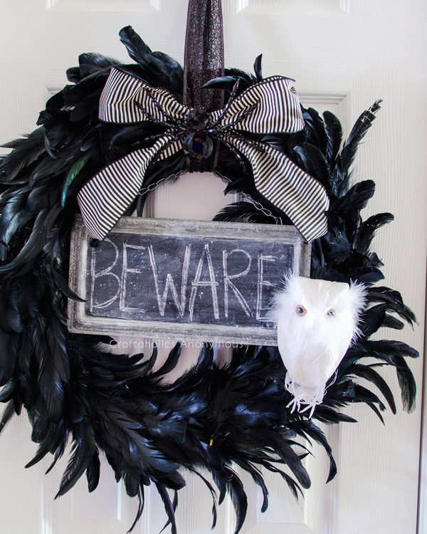 Black Feather Halloween Wreath