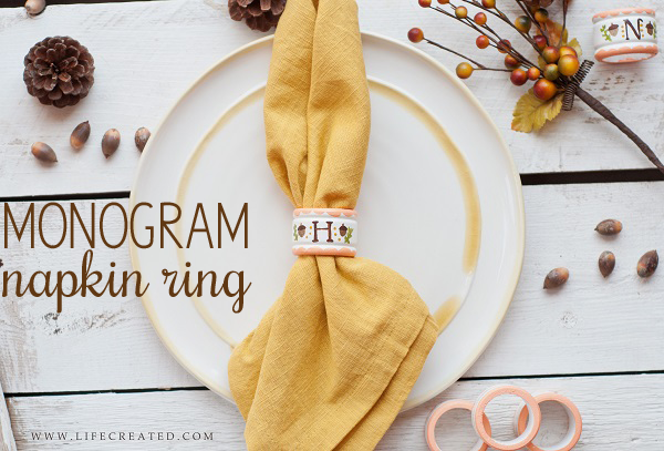 A monogrammed napkin ring tutorial will add the perfect personal touch to your fall tablescape!