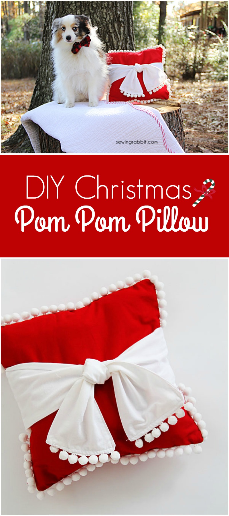 christmas pom pom pillow