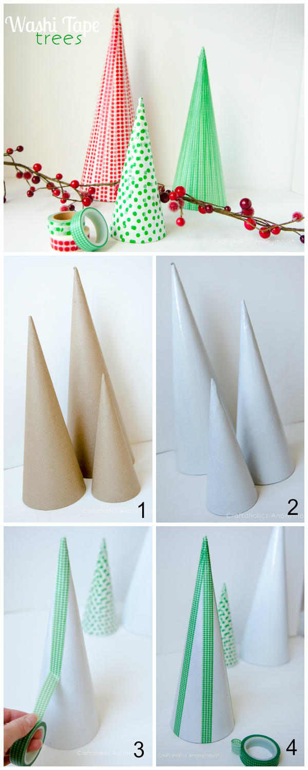 how to make washi tape christmas trees