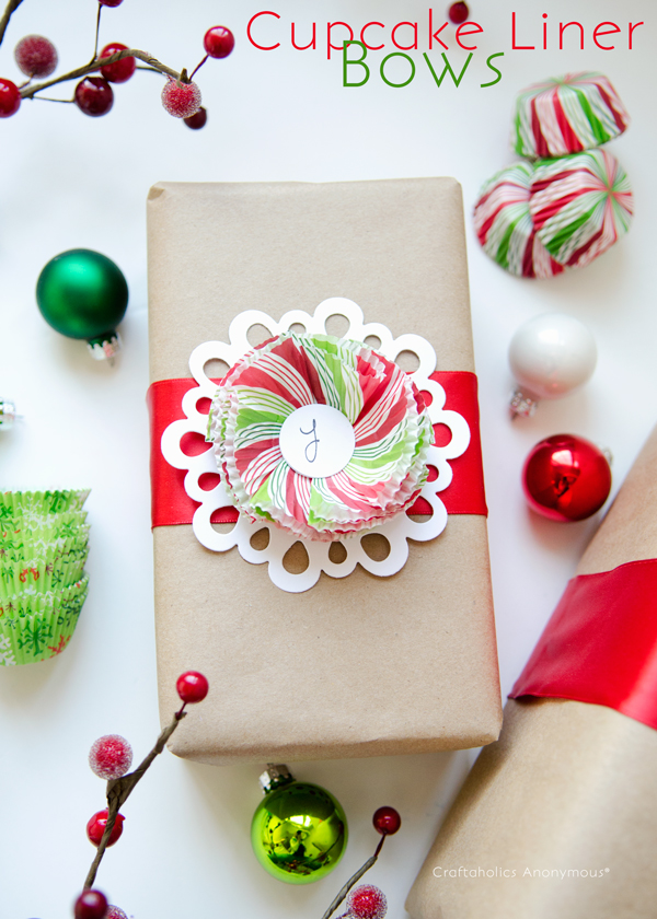 use cupcake liners for bows. cute idea to use all those adorable cupcake liners I've collected! cupcake liner bows