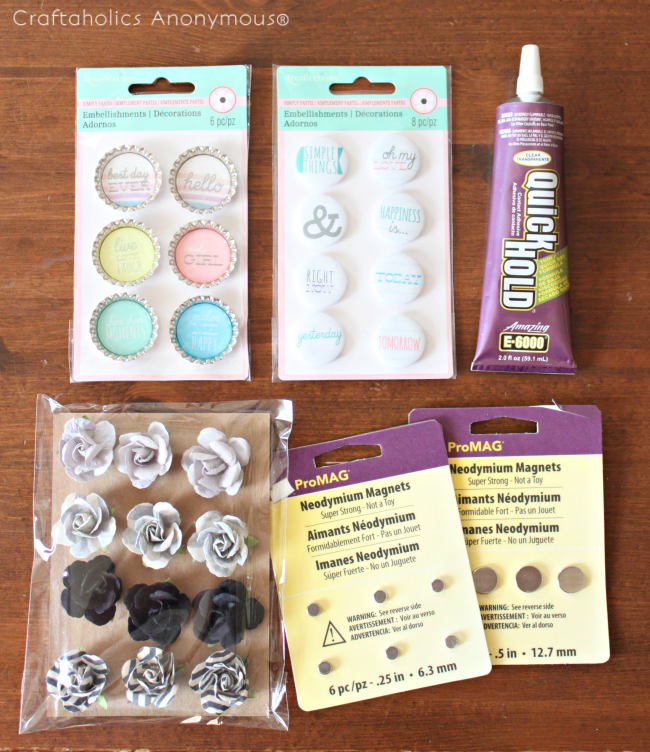 DIY magnets with cute scrapbook embellishments