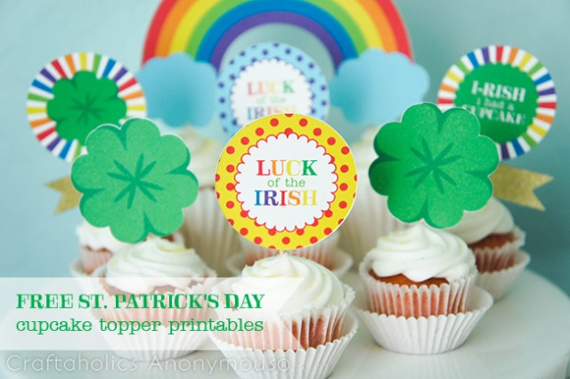 FREE St. Patrick's Day Cupcake Topper Printables #cupcaketoppers #stpatricksday #freeprintable