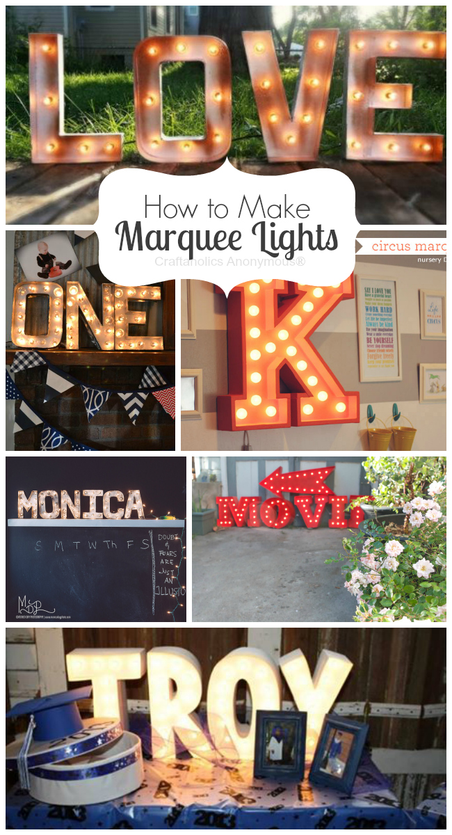 how to make marquee lights and signs. Such a fun DIY project. Perfect for birthdays, home decor, and more!
