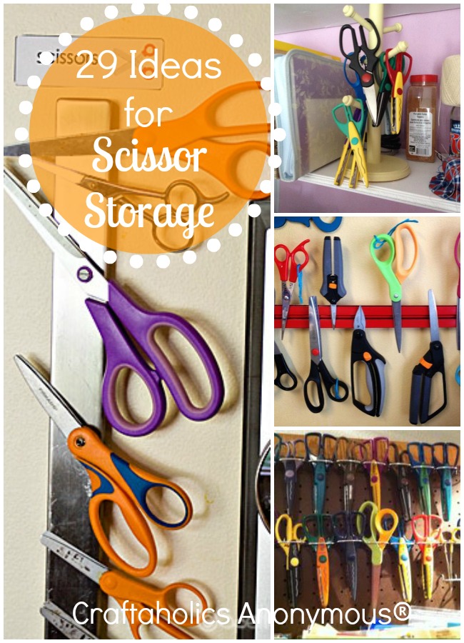 29 Scissor Storage Ideas - organization and storage tips for all your crafting scissors! #scissors #craftroom #organization