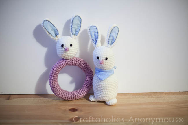 crochet bunny crafts - rattle and softie