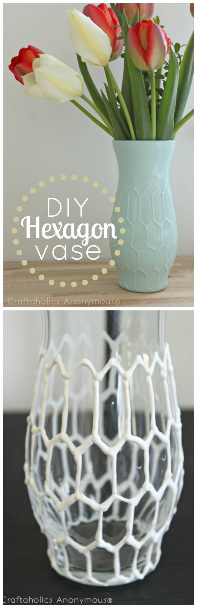 DIY hexagon vase tutorial. Seriously in love with this vase! #hexagon #craft
