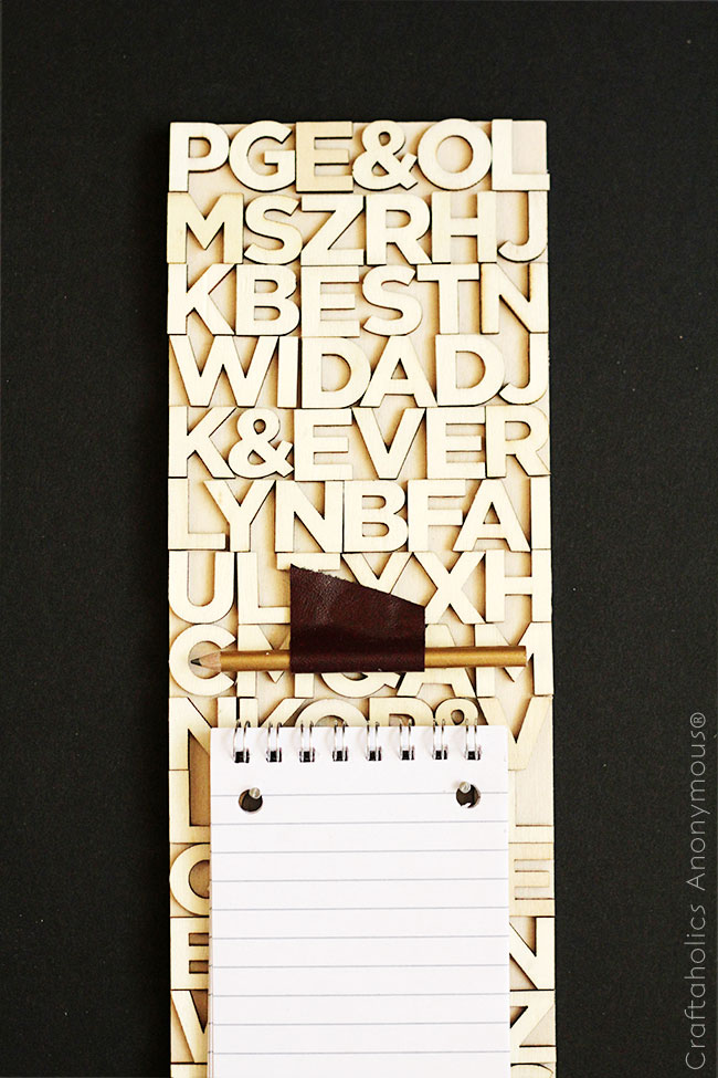 how to make a memo board - love the typography + leather combo. perfection!