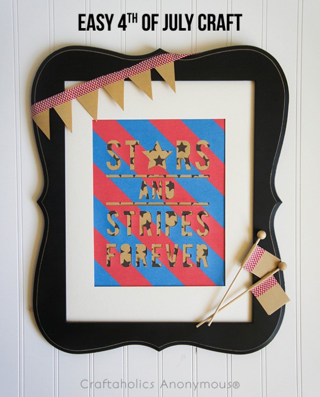 EASY Stars and Stripes Craft on www.craftaholicsanonymous.com #fourthofjuly #silhouettecameo