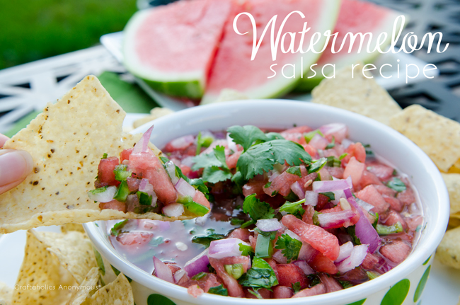 Watermelon Salsa recipe using fresh, whole ingredients. Sweet and spicy. Seriously delicious! 